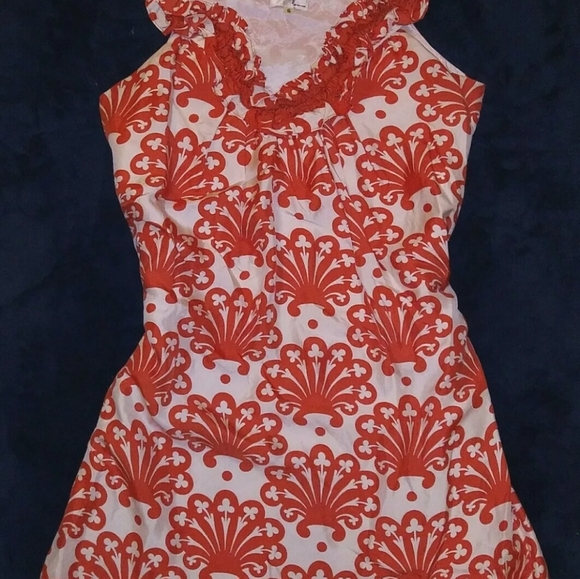 Milly New York 100% Silk Orange White Boho Ruffle Dress - Picture 3 of 4